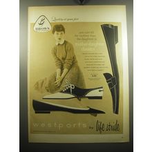 1957 Brown Life Stride Westports Shoes Ad - can't tell mothers from daughters