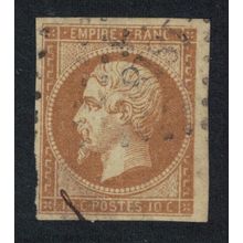 France Napoleon III Emperor without Laurel Wreath 10 Imperf T1 1859 Canc