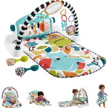 Fisher-Price Baby Gift Set Glow and Grow Kick & Play Piano Gym Blue Playmat & Mu