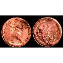 Australia One Cent 1975 Used. Coin Possum Queen Elizabeth II 1c QE II