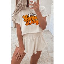 Beige Game Day Graphic Tee and Skort 2 Piece Set