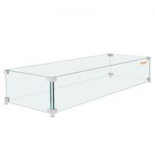 Gas Fire Pit Wind Guard for Square Fire Table, 23.5 x 7.5 x 6.5 inch Clear T...