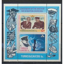 Turks and Caicos Stamp Scott #298a, MNH, Centenary of Churchill's Birth SS