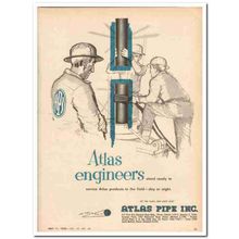 ATLAS PIPE INC 1959 Engineers ready service products field vintage ad