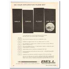 BELL HELICOPTER 1959 Exploration Plans walk drive float fly vintage ad