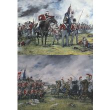 Royal Scots At The Battle Of Waterloo 2x Brian Palmer Painting Postcard s