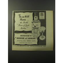 1953 Booth's House of Lords Gin Ad - The one best martini