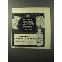 1953 Booth's House of Lords Gin Ad - The essential ingredient