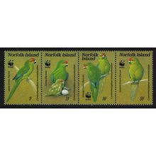 Norfolk Birds WWF Green Parrot strip of 4v 1987 MNH SG#425-428 MI#421-424