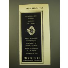 1961 Brock and Co. Jewelry Advertisement - Our Oriental Sapphire (3.48 carats)