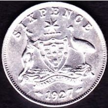 1927 Australia 1 Sixpence coin