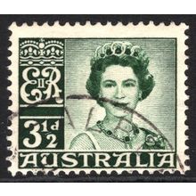 AUSTRALIA 1959/62: QUEEN ELIZABETH II DEFINITIVES - 3½d GREEN USED (G1)