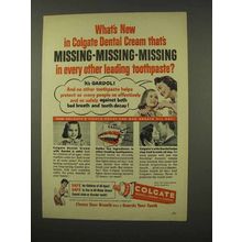 1956 Colgate Dental Cream With Gardol Toothpaste Ad