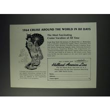 1963 Holland-America Line Ad - 1964 cruise around the world in 80 days