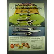 1970 Swift's Premium Meats Ad - Sets Tables With Oneidacraft Stainless