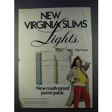 1980 Virginia Slims Lights Cigarettes Ad - Crush-Proof Purse Pack