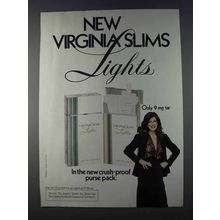 1980 Virginia Slims Lights Cigarettes Ad - Crush-Proof