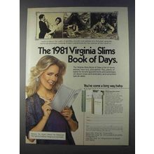 1980 Virginia Slims Lights Cigarettes Ad - Book of Days