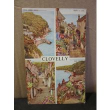 multiview, CLOVELLY, DEVON .used vintage postcard by J. Salmon 1962 pm =