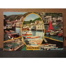 multiview, POLPERRO, CORNWALL used postcard Colourmaster 1980s pm =