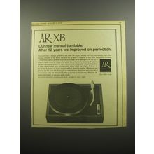 1974 AR-XB Turntable Ad - Our new manual turntable after 12 years we improved