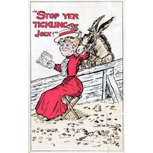 Scottish Lady Being Caressed By Donkey Jock Old Comic Postcard