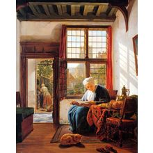Strijvan Abraham-Reading_Old_Woman_at_Window-Sun Poster Canvas Movie Film Print
