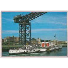 Paddle Steamer Ship Waverley Passes Finneston Crane Strathclyde Clyde Postcard