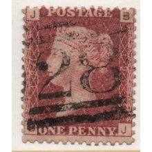 sg43 1d red plate 191 fine used " B J " (reds)
