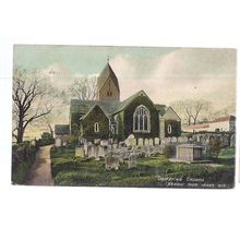 SOMPTING CHURCH, WORTHING SUSSEX used antique postcard B & S series.. 1909 pm =