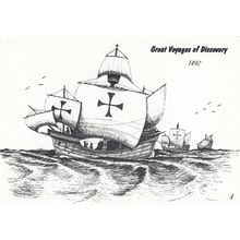 Christopher Columbus 1492 Voyage Of Discovery Ship Iceland Postcard
