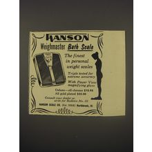 1956 Hanson Weighmaster Bath Scale Ad - The finest in personal weight scales