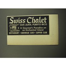 1957 Swiss Chalet Restaurant Advertisement - San Juan, Puerto Rico