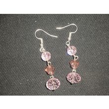 Exquisite design pink crystal glass long sparkly earrings party wedding dinner
