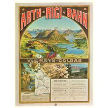 Arth Rigi Bahn 1890 Victorian Switzerland Railway Poster Postcard
