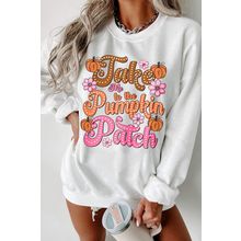 White Take Me to the Pumpkin Patch Floral Halloween Sweatshirt