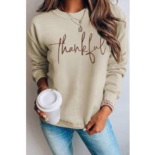 Parchment thankful Embroidered Drop Shoulder Pullover Sweatshirt