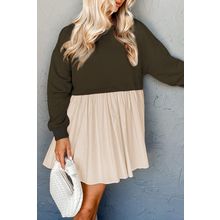 Jungle Green Sweatshirt Poplin Mini Dress