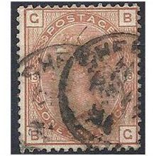 1881 SG163 1/- Orange-Brown Plate 13 Good+ Used Check Letters "BG".