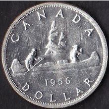 1956 Canada 1 Dollar Silver Coin Voyageur