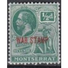 Monserrat 1917 1/ 2c o/w WAR STMP (red) Definitive SG 60 L/M/Mint