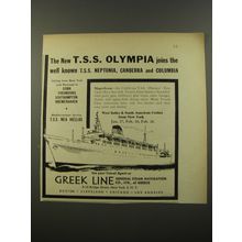 1954 Greek Line Cruise Ad - The new T.S.S. Olympia