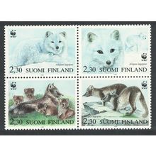 Finland WWF Arctic Fox 4v Block of 4 1993 MNH SG#1310-1313 MI#1202-1205