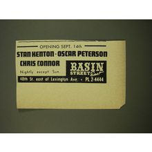 1961 Basin Street East Advertisement - Stan Kenton Oscar Peterson