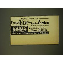 1961 Basin Street East Advertisement - Frances Faye Louis Jordan