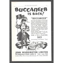 BUCCANEER by JOHN WADDINGTON of LEEDS board game : Original Vintage 1960 Advert