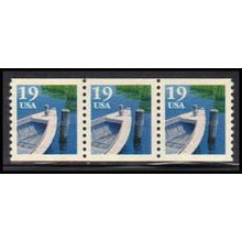 2529 19c Fishing Boat Very Fine MNH Strip of 3 PA3017