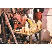 Medieval Market Place Antique Fashion Costume Potter Pottery Old Crafts Postcard