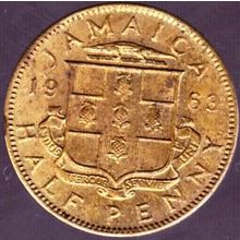 1963 Jamaica 1 Half Penny Coin