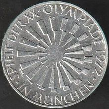 1972 G Germany 10 Mark Silver Coin Munich Olympics - Spiral